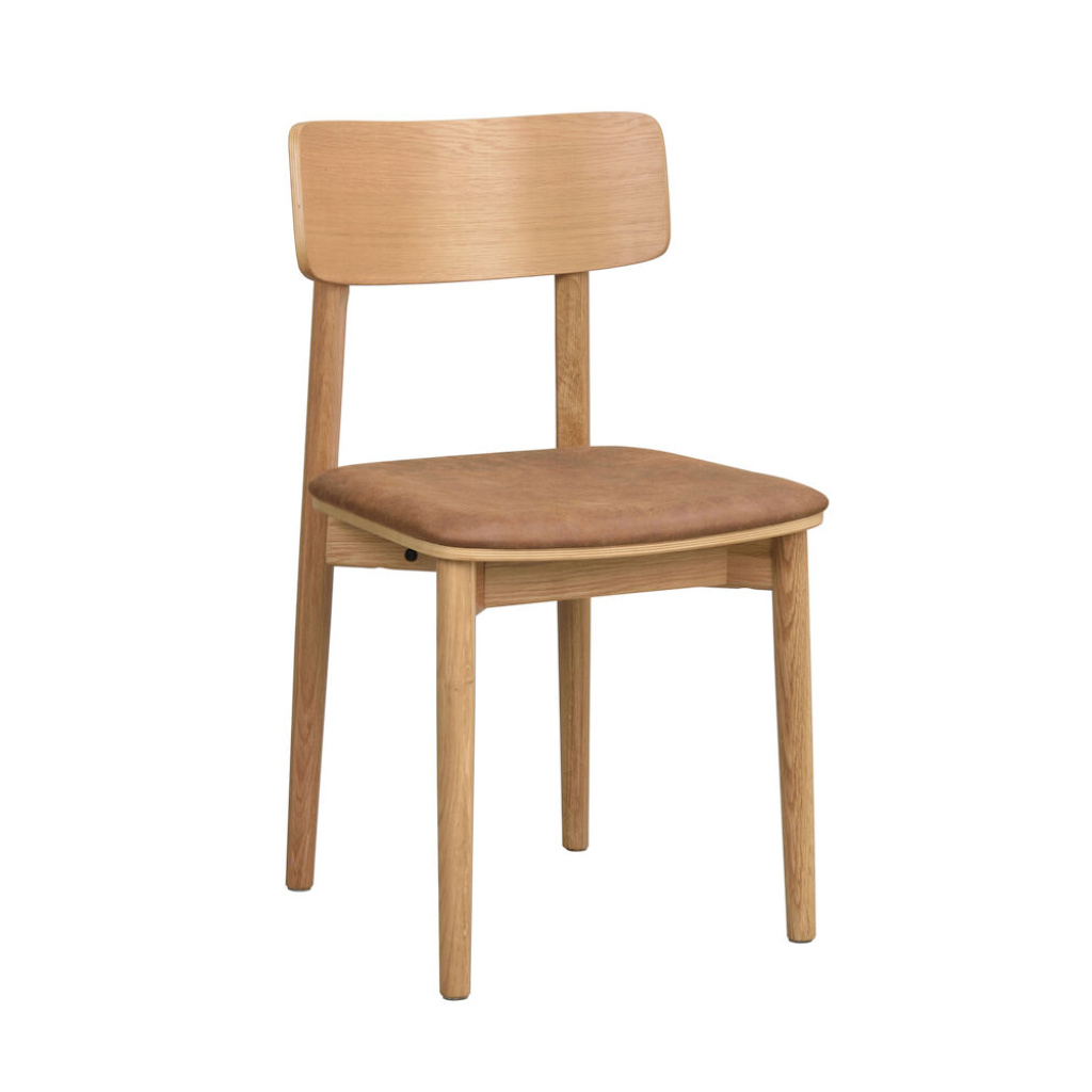 Wolcott stol ek/brunt läder-textil