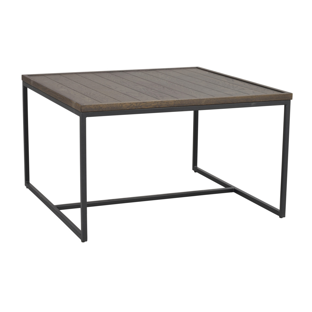 Deerfield soffbord 80x80 brun ek/svart metall
