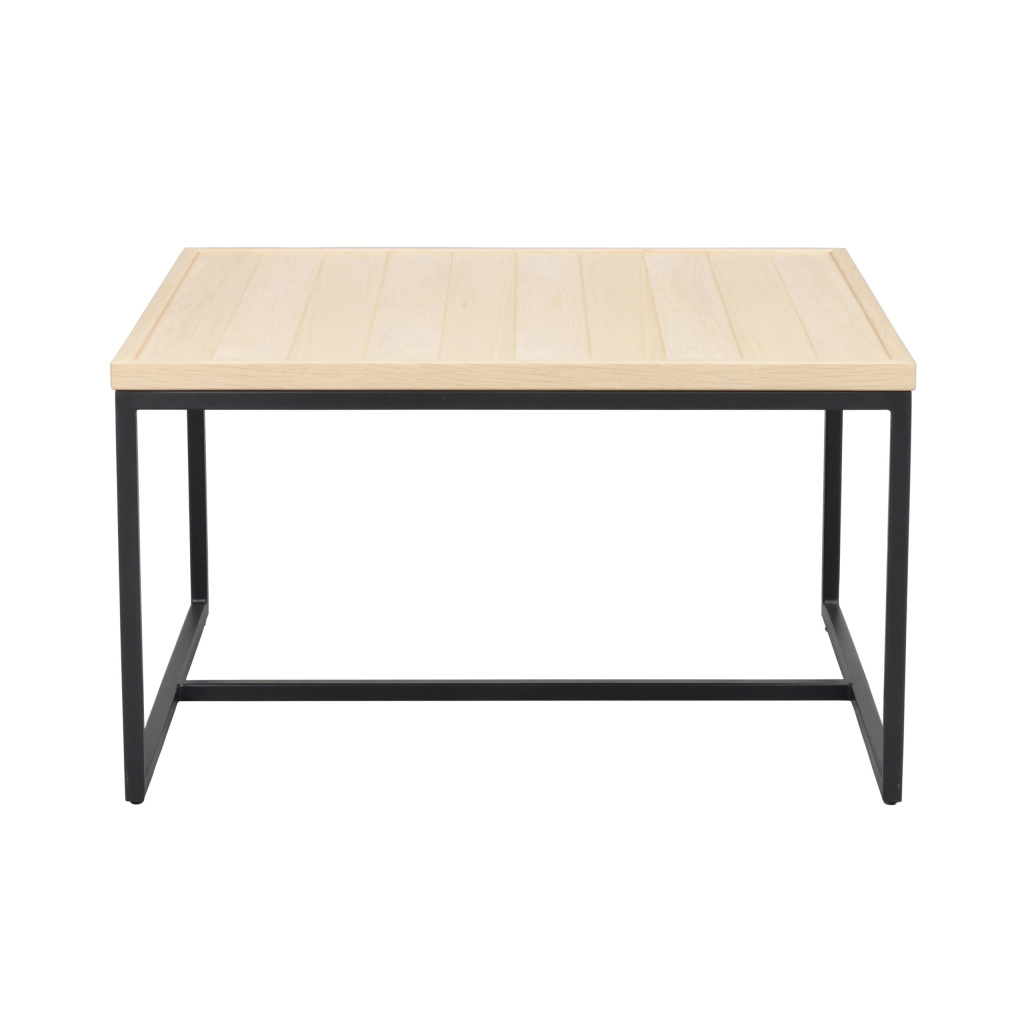 Deerfield soffbord 70x70 vitpigmenterad ek/svart metall