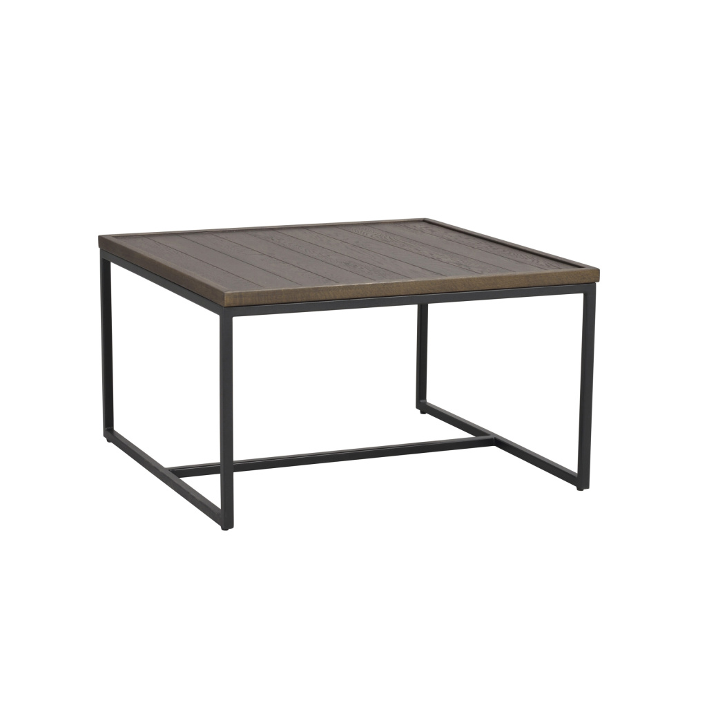 Deerfield soffbord 70x70 brun ek/svart metall