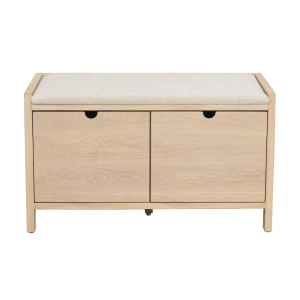 Hillmond bänk 2L 80 vitpigmenterad ek/beige tyg