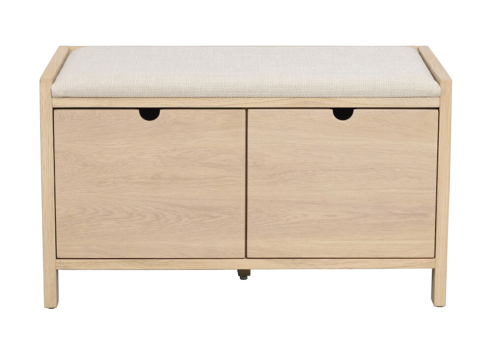 Hillmond bänk 2L 80 vitpigmenterad ek/beige tyg