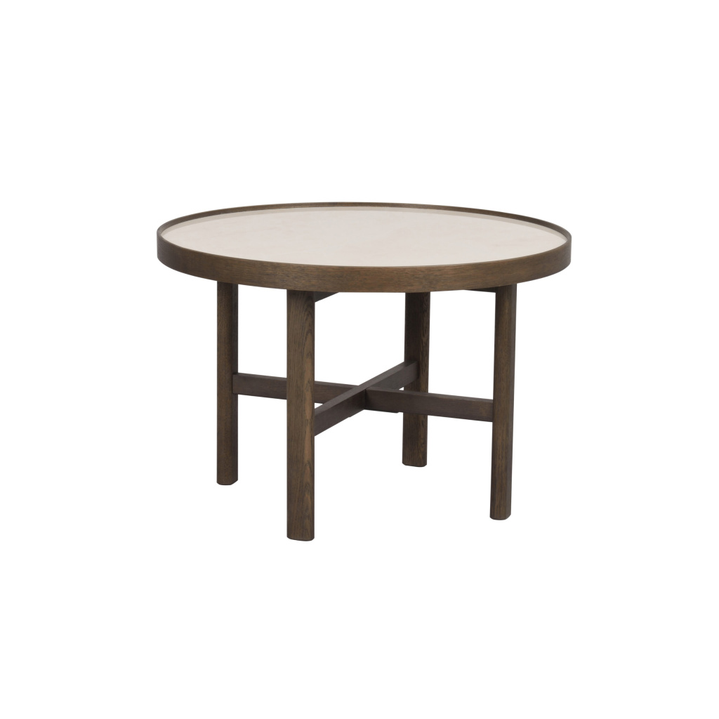 Marsden soffbord runt Ø60 beige keramik/brun ek