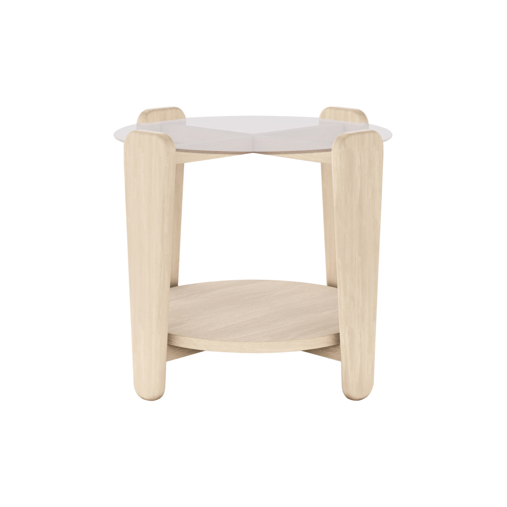Arran soffbord Ø52 vitpigmenterad ek/glas