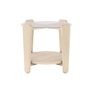 Arran soffbord Ø52 vitpigmenterad ek/glas