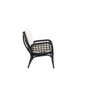 Moana Single Stol - Svart Rattan / Vit Spunpolyster | Stol för matbord