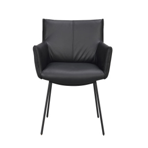 Hinckley karmstol svart läder/svart metall