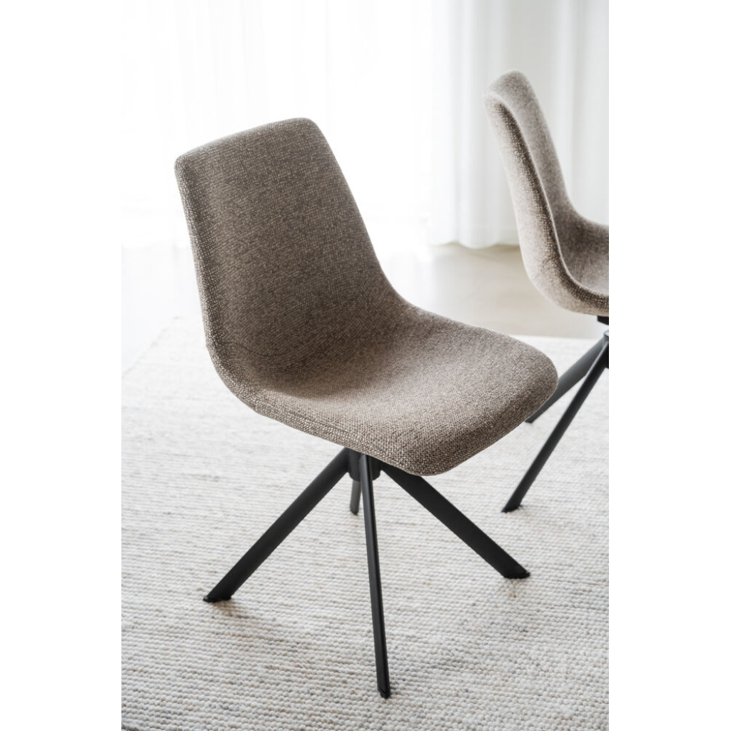 Dunmore stol mörkbeige tyg/svart metall snurr-tilt