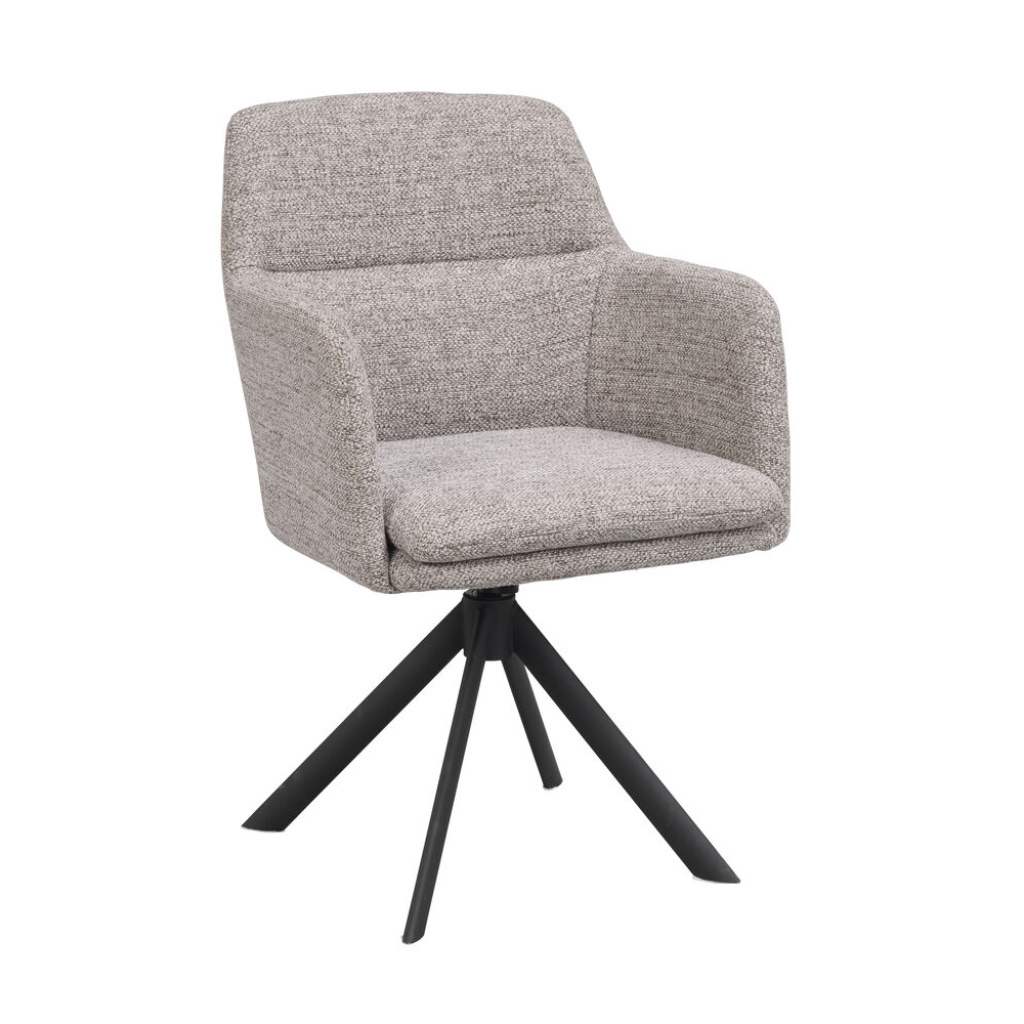 Gladstone karmstol mörkbeige tyg/svart metall snurr-tilt