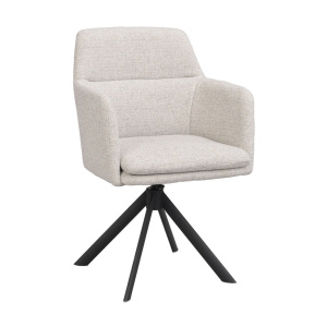 Gladstone karmstol ljusbeige tyg/svart metall snurr-tilt