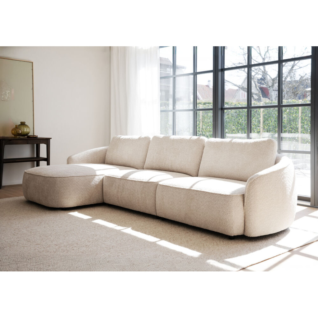 Norris soffa 4-sits-schäslong V ljusbeige tyg Anna