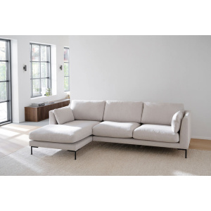 Corwin soffa 3,5-sits-schäslong Vä ljusbeige tyg Rita