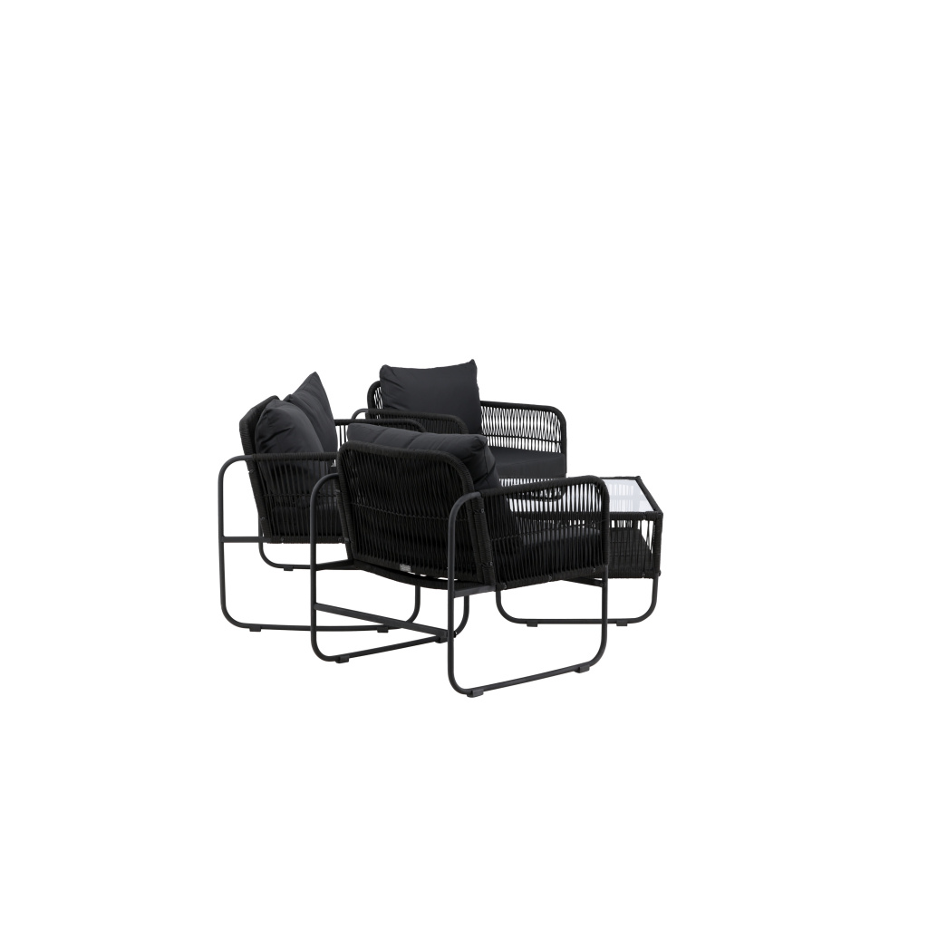 Utah Lounge set - Svart - Svart rope (two seater | 2 one seater | table)