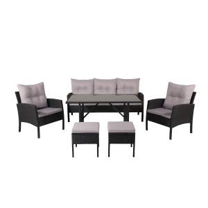 Knock sofa Set - Svart Wicker - Grey Cushion