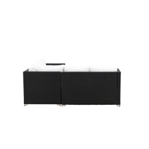 Kuba Soffa Set - Svart Wicker Vit Cushion