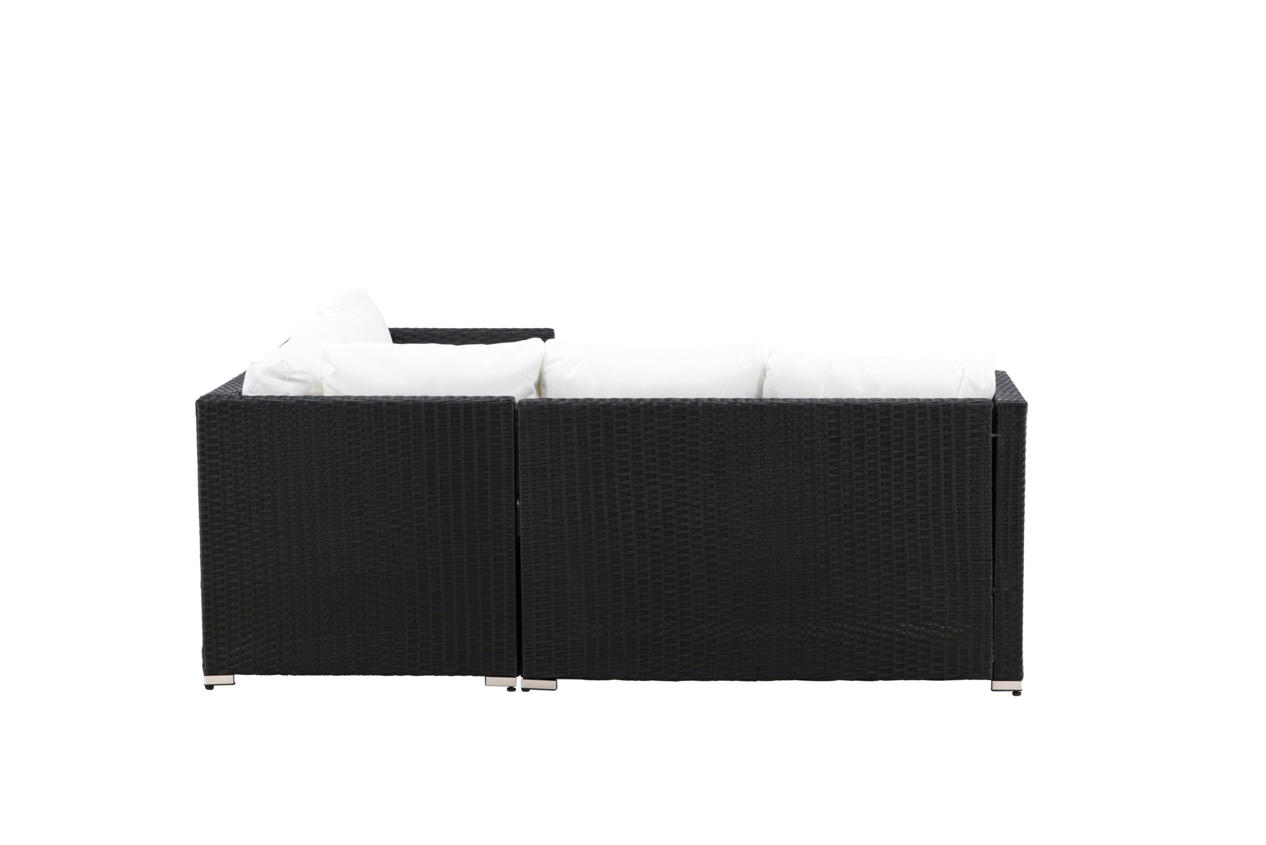 Kuba Soffa Set - Svart Wicker Vit Cushion
