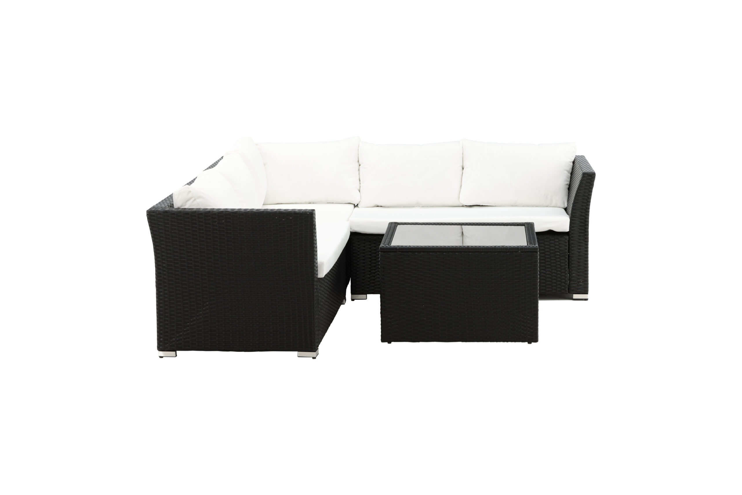 Haiti Soffa Set - Svart Wicker / Vit Cushion