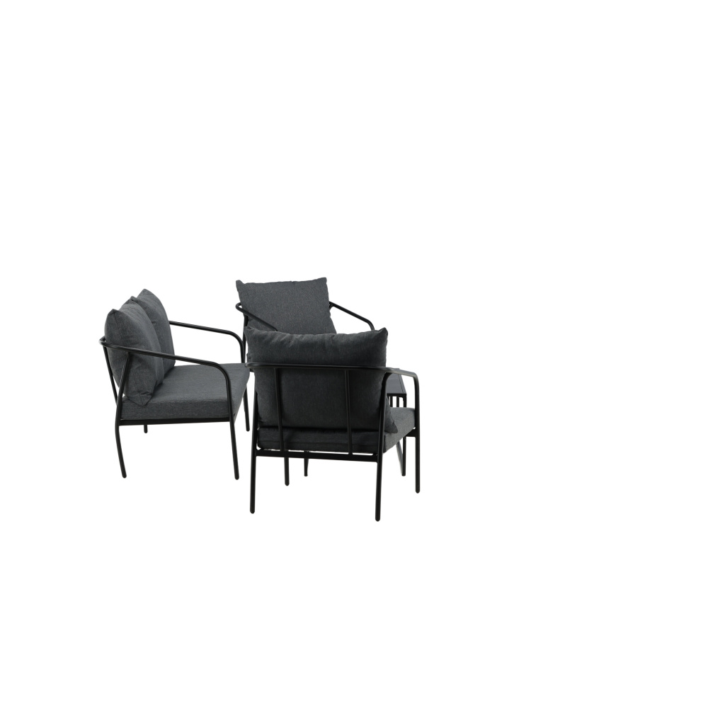 Sopot - Soffa Set- Svart / Grey - Steel