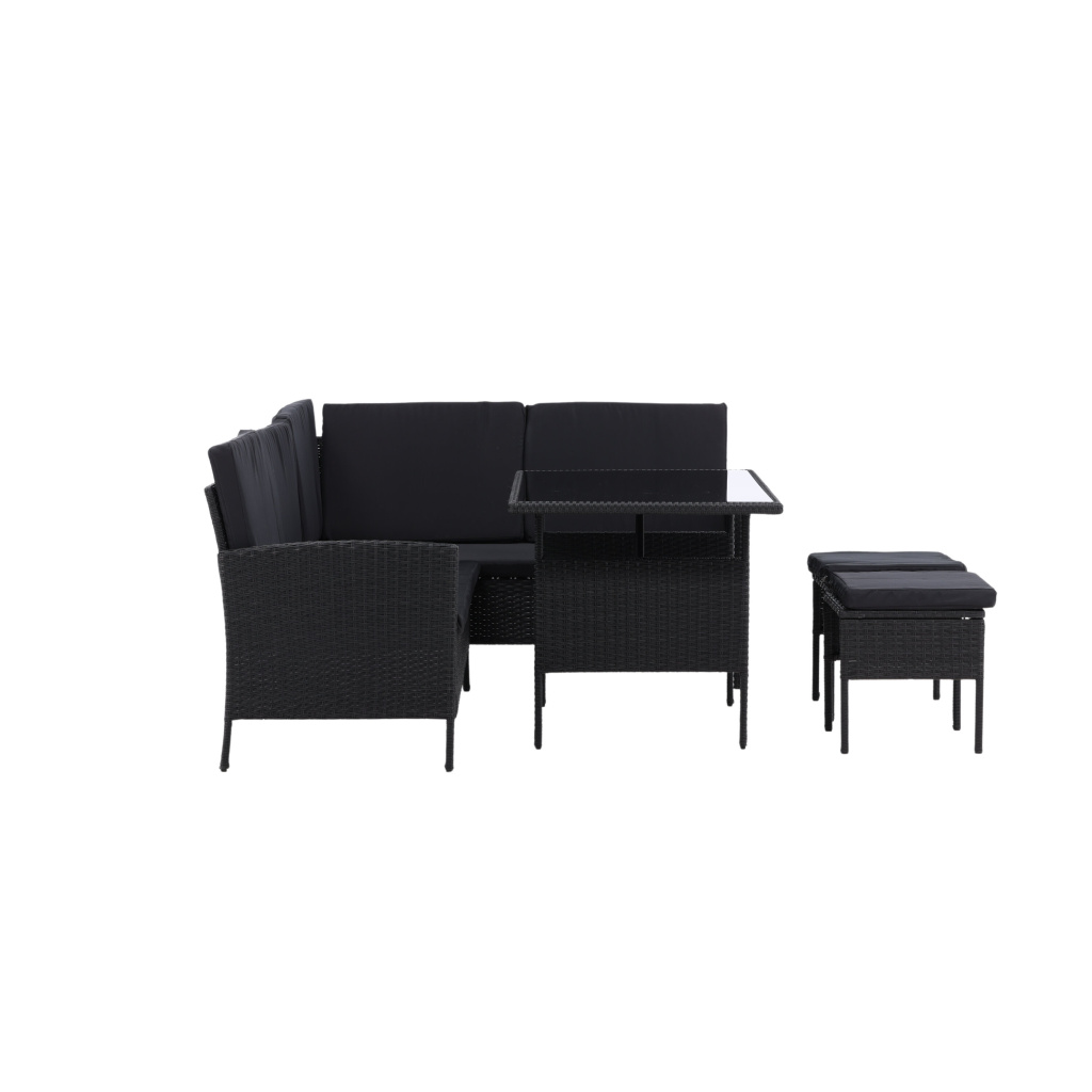 Knock - Corner Soffa- Svart/Svart - Wicker - | Soffgrupp