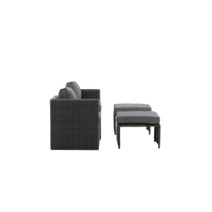 Quad - Soffa Set- Svart - Wicker -