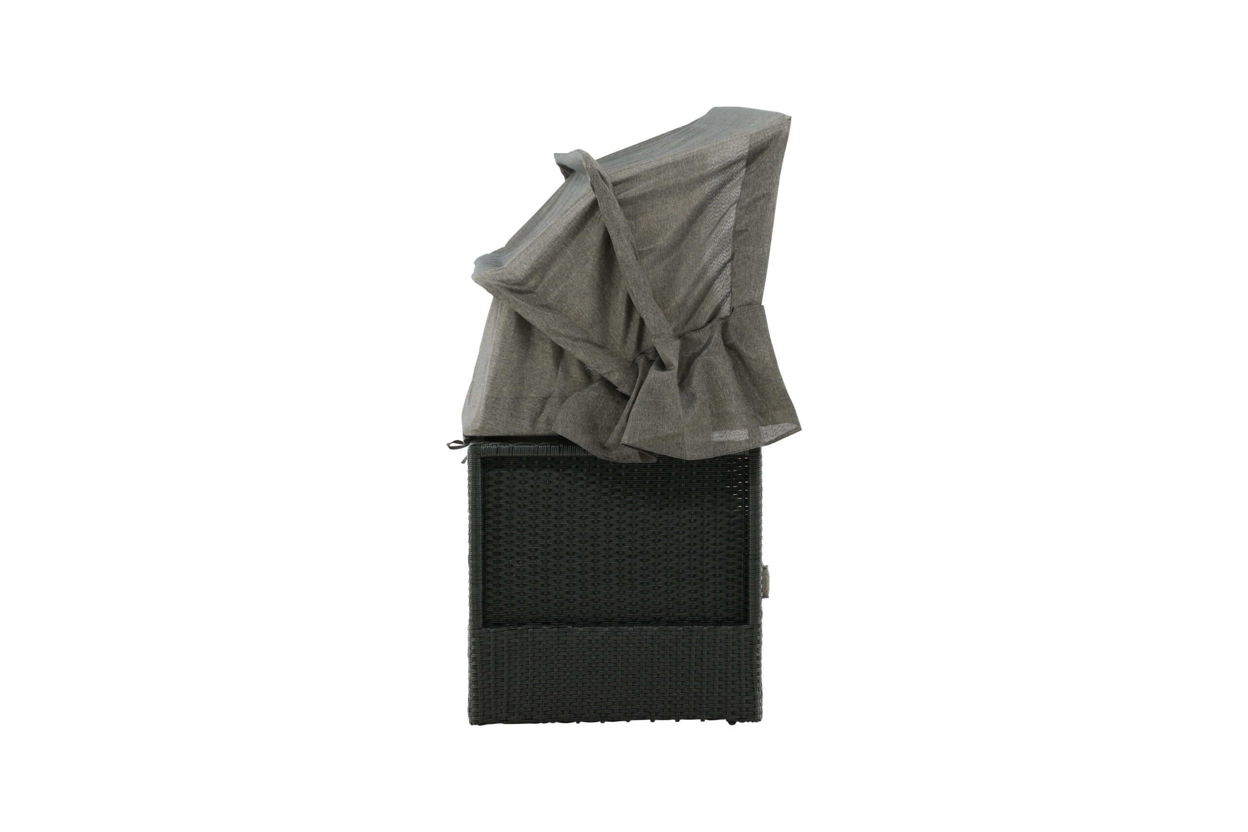Nopy - Sun Lounge with Canopy- Svart / Grey - Wicker -