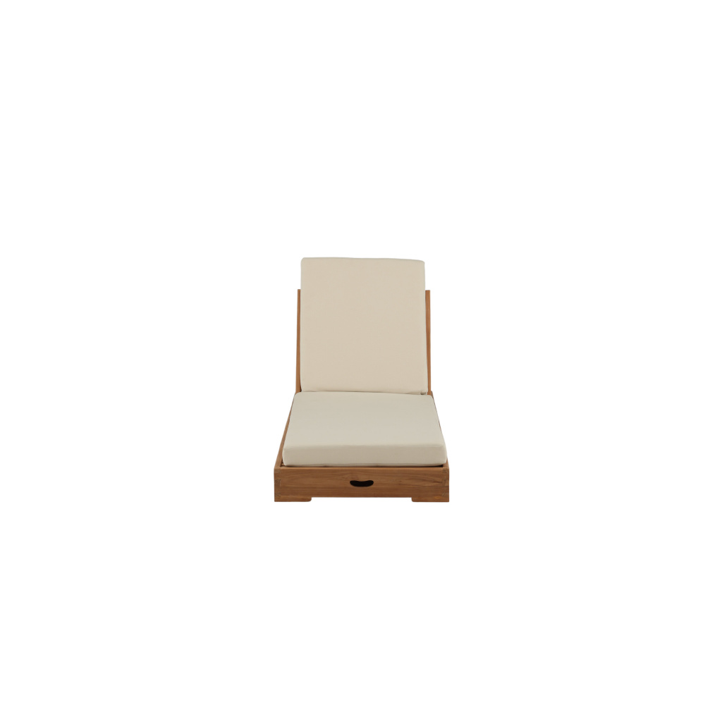 Sunbed - Teak golden inc Beige Cushion