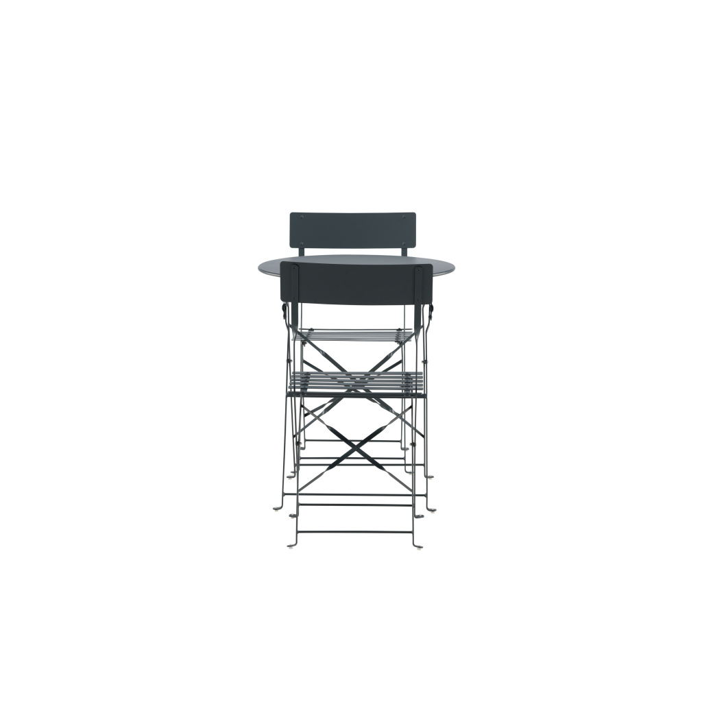 Marseille Foldable steel bistro set - Dark grey
