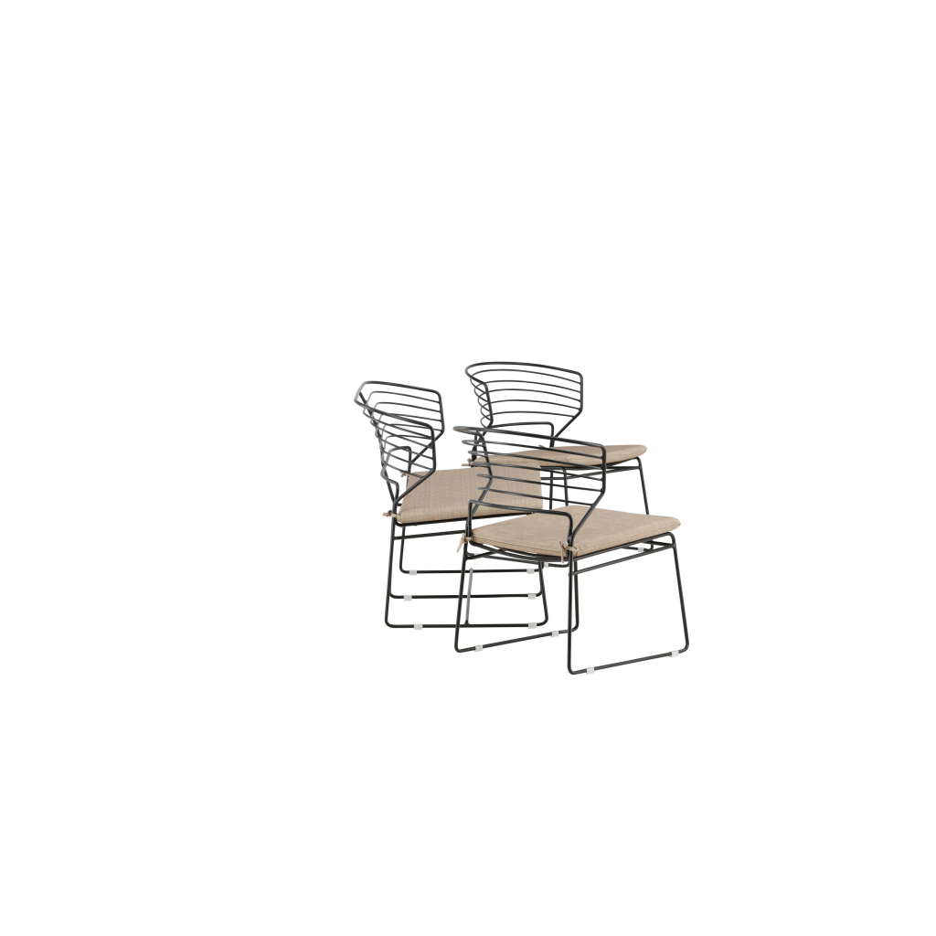 Milano Loungeset Aluminium - Svart / Sand