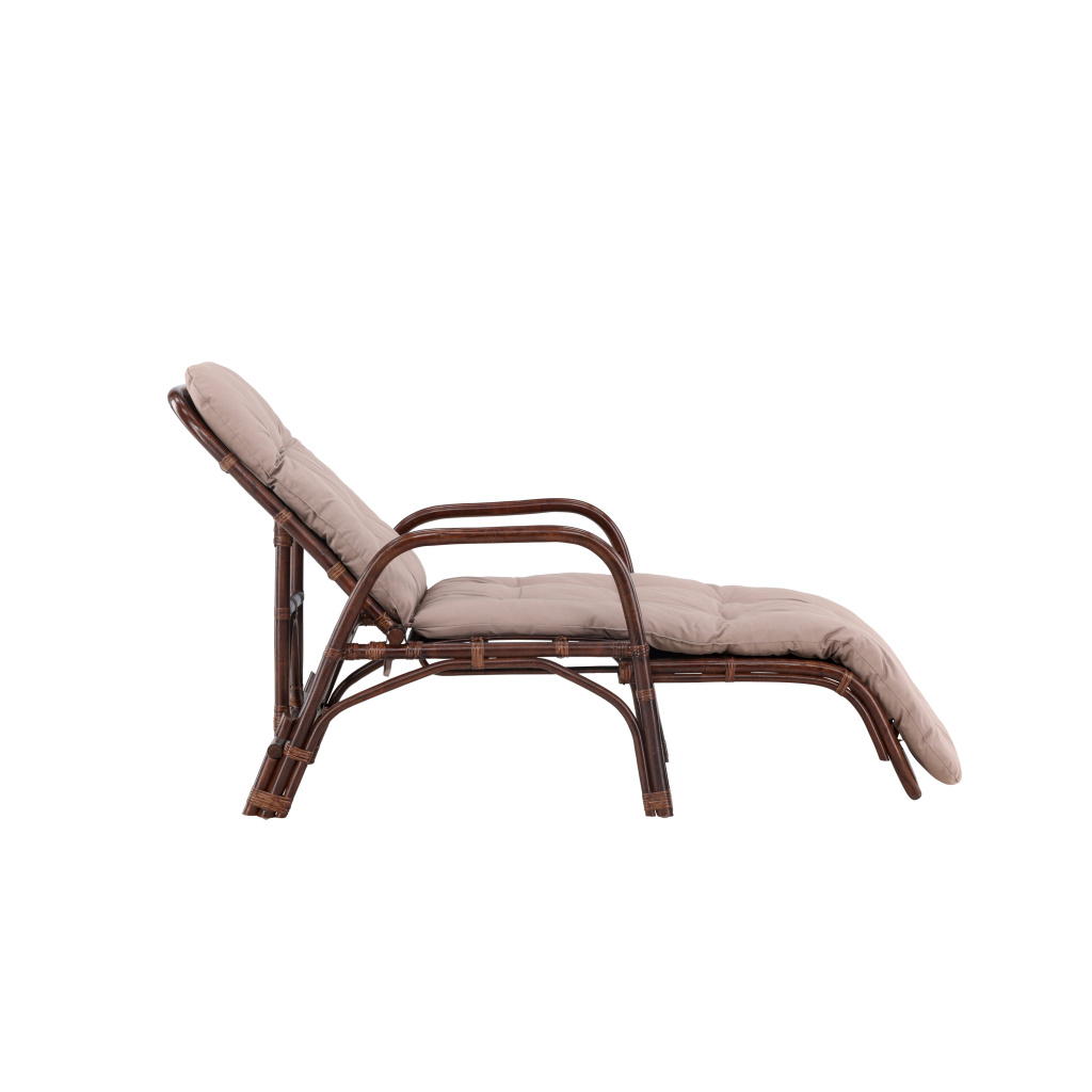 Nella Sunbed Rattan - Dark walnut / Beige