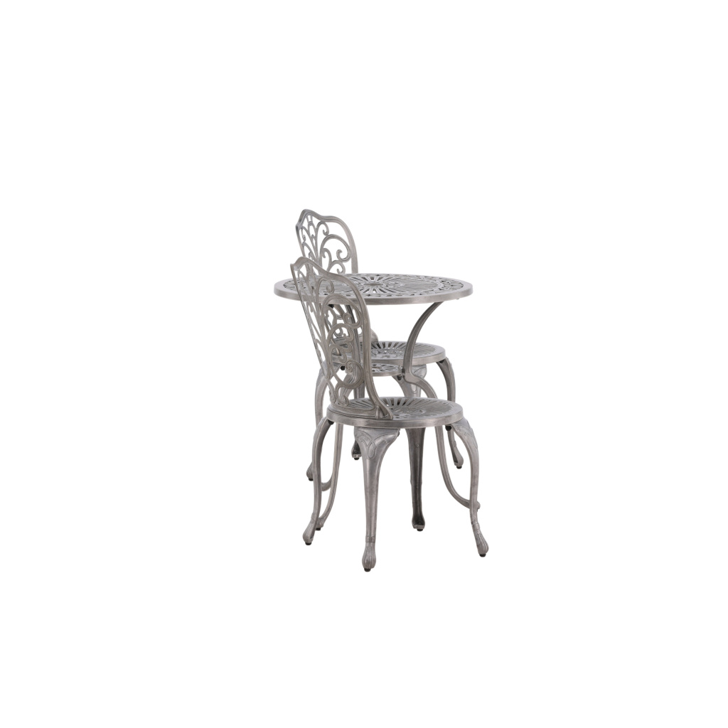 Nandin Cafetset Aluminium - Silver / 2 chairs | table round ø60**