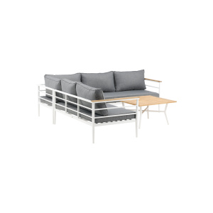 Mexico Corner Soffa - Vit Alu / Teak | Soffgrupp