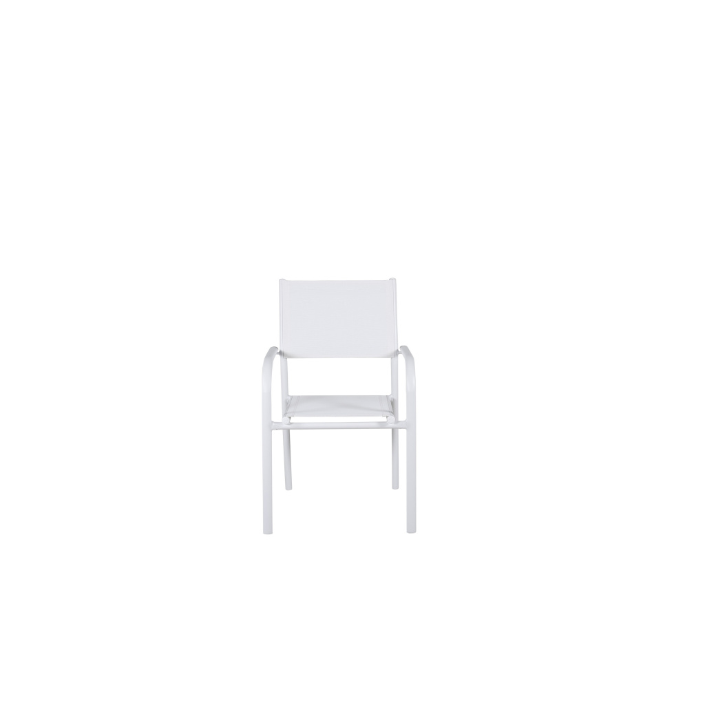 Santorini Arm Stol (Stackable)  - Vit Alu / Vit Textilene | Stol för matbord