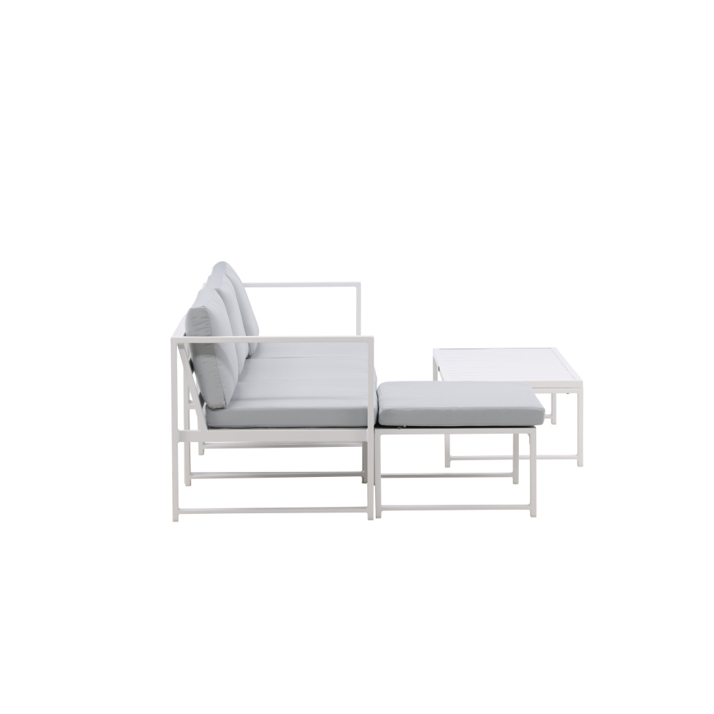 Salvador sofa set - Vit Alu / Grey Cushions. 2 corners+ 1 middlepart | 1 ottom