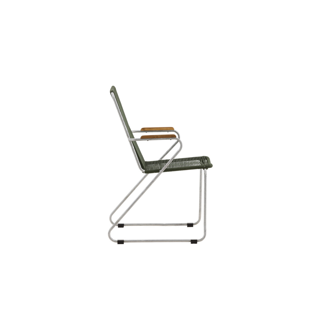 Bois Middagchair Steel - Silver / Green Rope