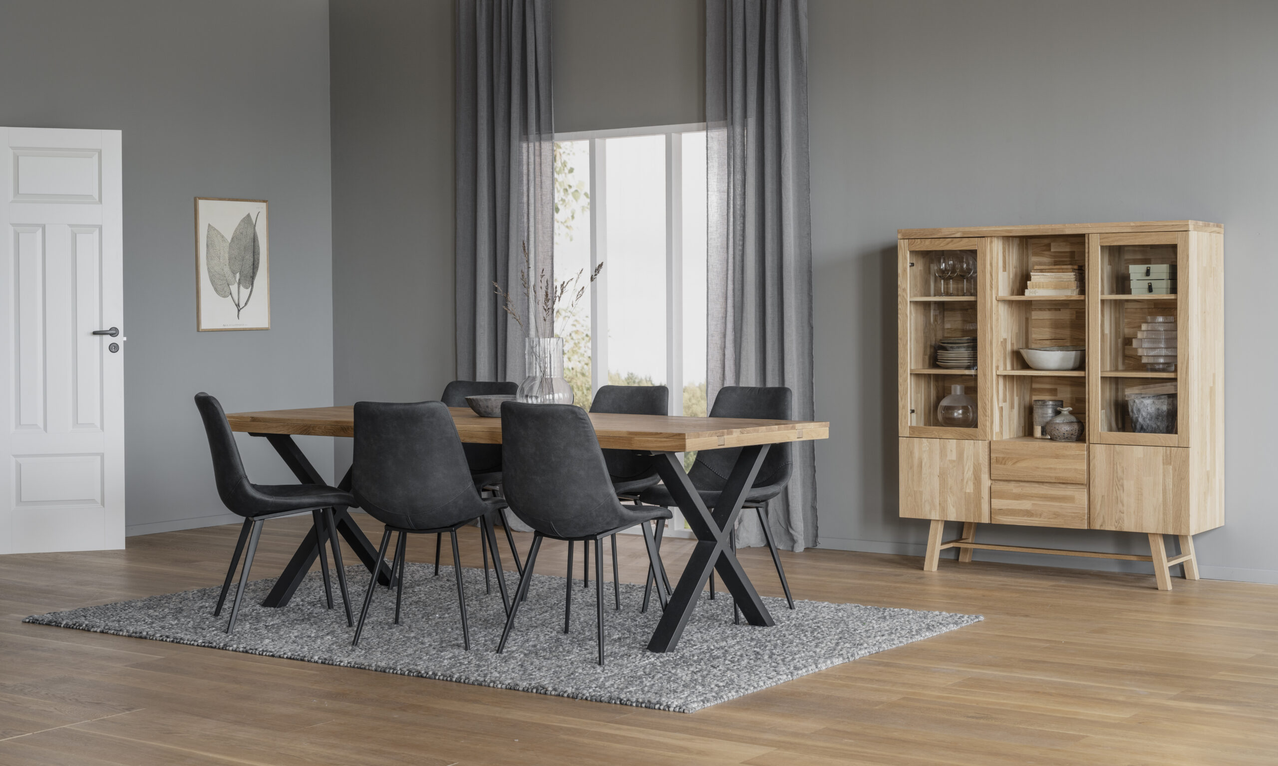 Brooklyn matbord 220x95 ek/X-ben svart met - Bild 2