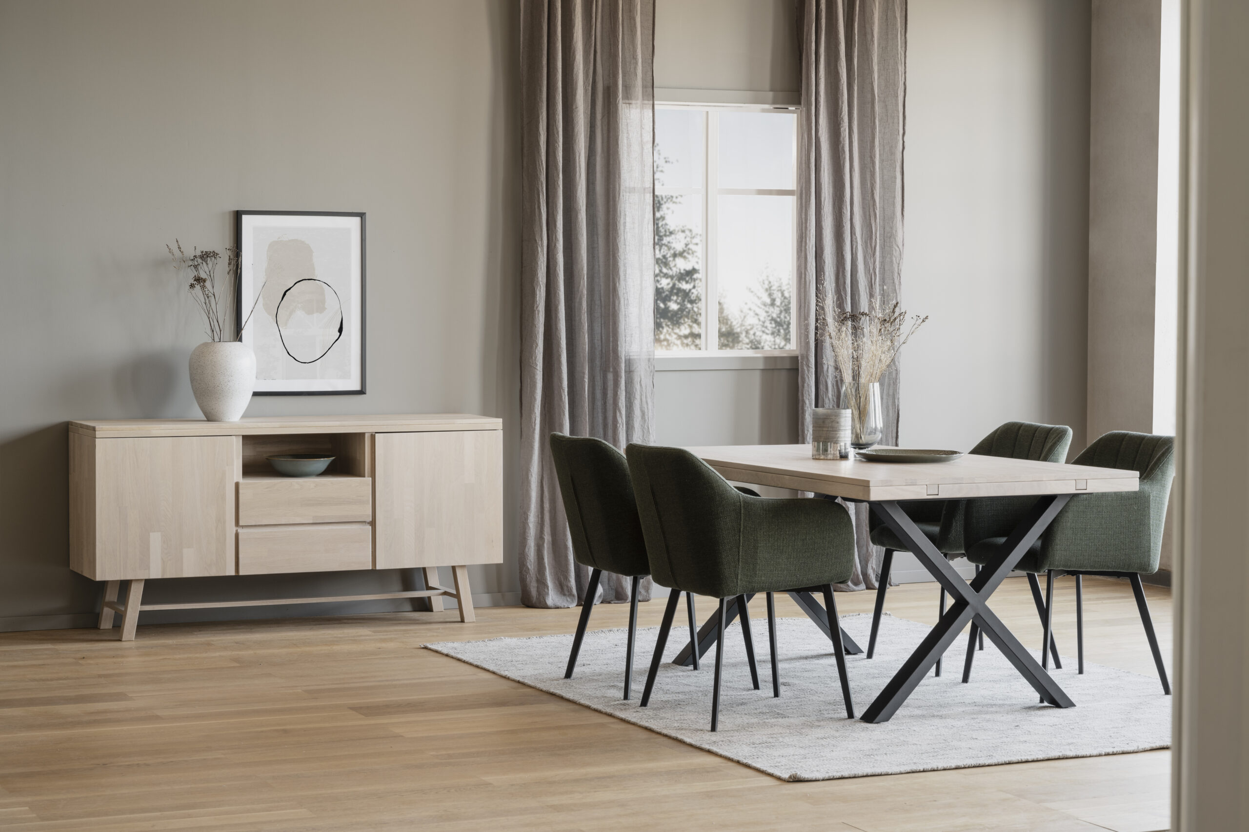 Brooklyn matbord 170×95 vitpigm ek/X-ben svart met - Bild 3