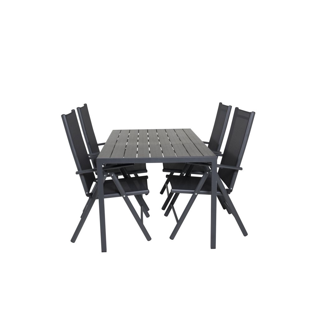 Break Matbord - Svart alu / svart aintwood - 150*90+Break 5:pos stol | Matgrupp