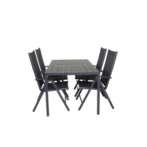 Break Matbord - Svart alu / svart aintwood - 150*90+Break 5:pos stol | Matgrupp