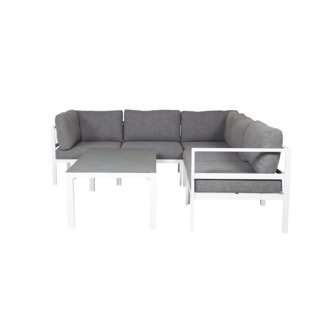 Copacabana Corner Part - Vit Alu / Grey Cushion+Copacabana Soffa Bord - Vit | Soffgrupp
