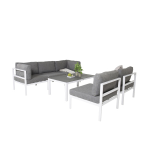 Copacabana Corner Part - Vit Alu / Grey Cushion+Copacabana Soffa Bord - Vit | Soffgrupp