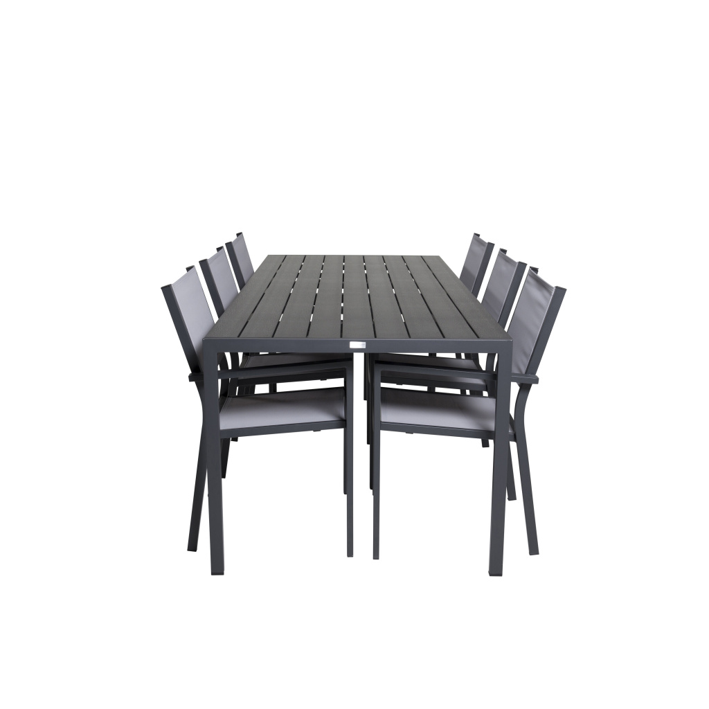 Break Matbord - 205*90 - Svart Alu / Svart Aintwood+Copacabana Arm Stol (s | Matgrupp | Stol för matbord