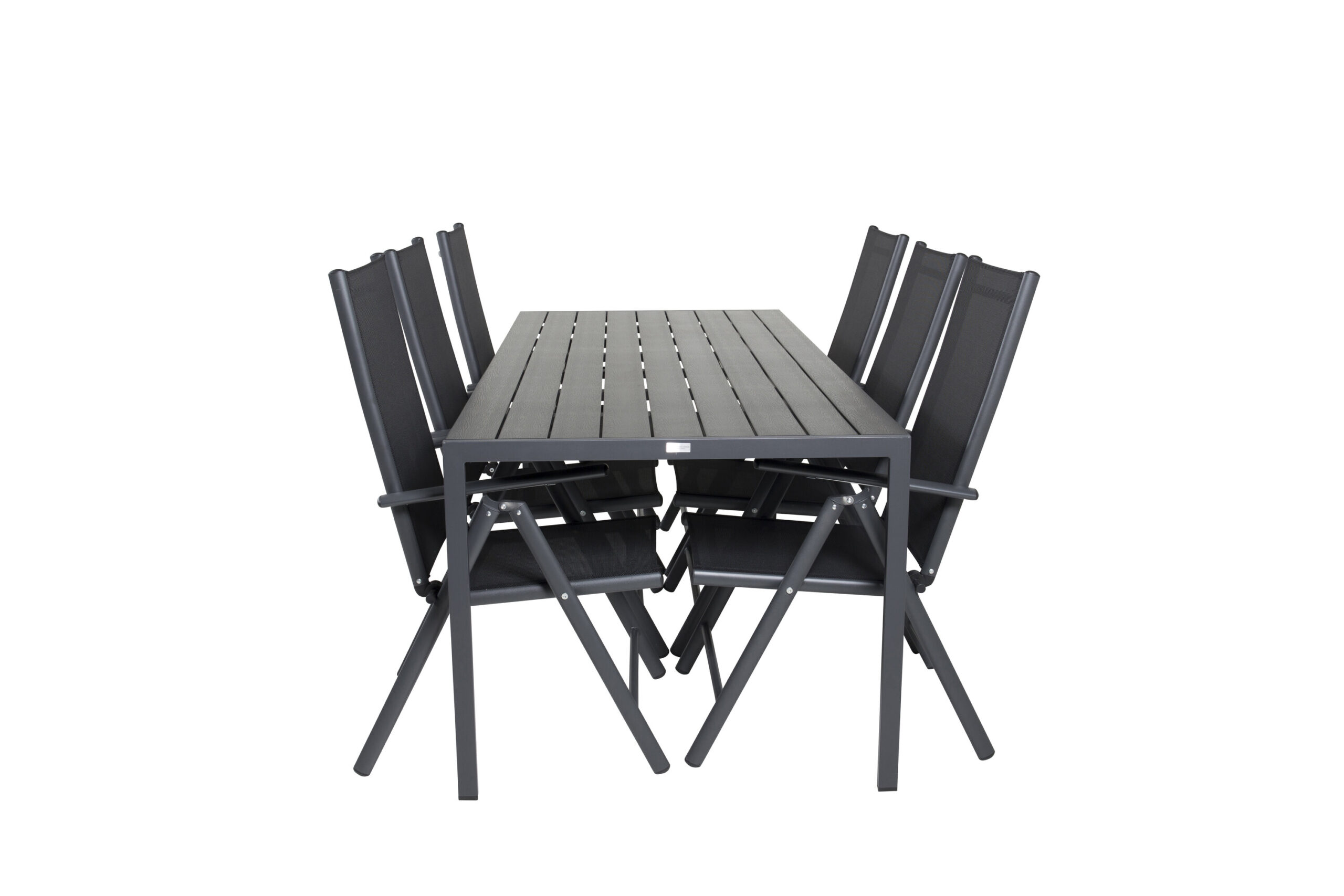 Break Matbord - 205*90 - Svart Alu / Svart Aintwood+Break 5:pos Stol - Bl | Matgrupp | Stol för matbord