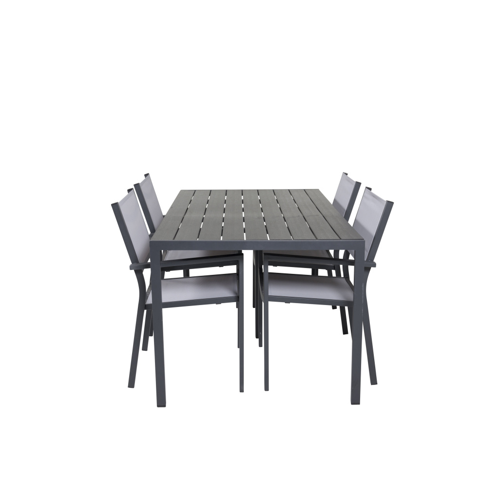 Break Matbord - 150*90 Svart Alu / Svart/Grey Aintwood | Copacabana Arm Stol (st | Matgrupp | Stol för matbord
