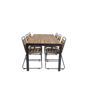 Bois Middag table 200*100cm - Svart Legs / Akacia | Bois Middag Stol - Svart Al | Stol för matbord