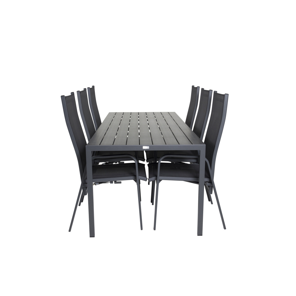 Break Matbord - 205*90 - Svart Alu / Svart Aintwood+Copacabana Recliner Cha | Matgrupp