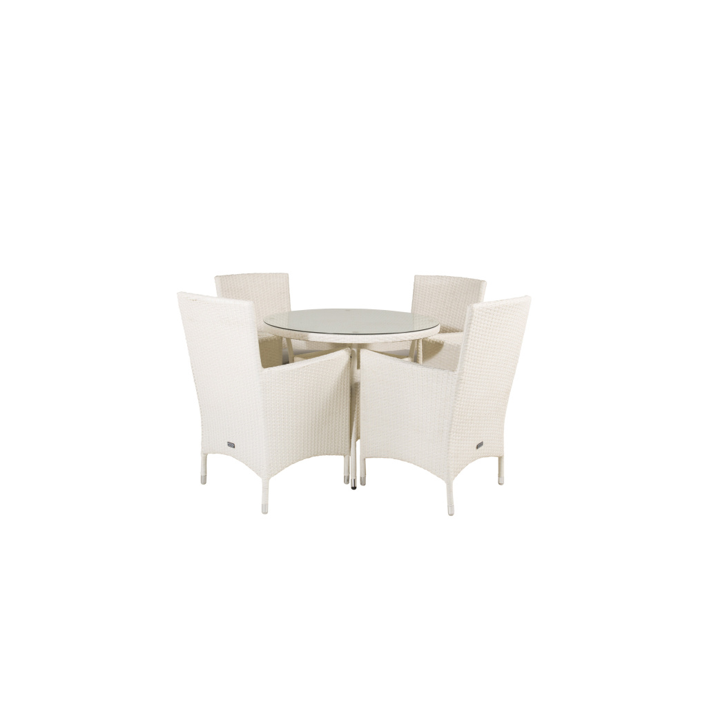 Volta Matbord - Vit - ø90+Malin Arm Stol with cushion | Matgrupp | Stol för matbord