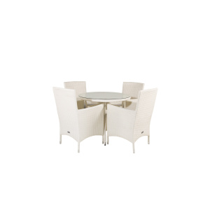 Volta Matbord - Vit - ø90+Malin Arm Stol with cushion | Matgrupp | Stol för matbord