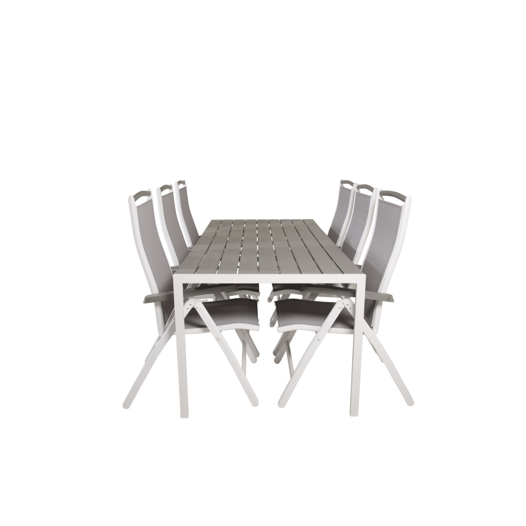Break Matbord - 205*90 - Vit Alu / Grey Aintwood+Albany Stol 5:pos | Matgrupp | Stol för matbord