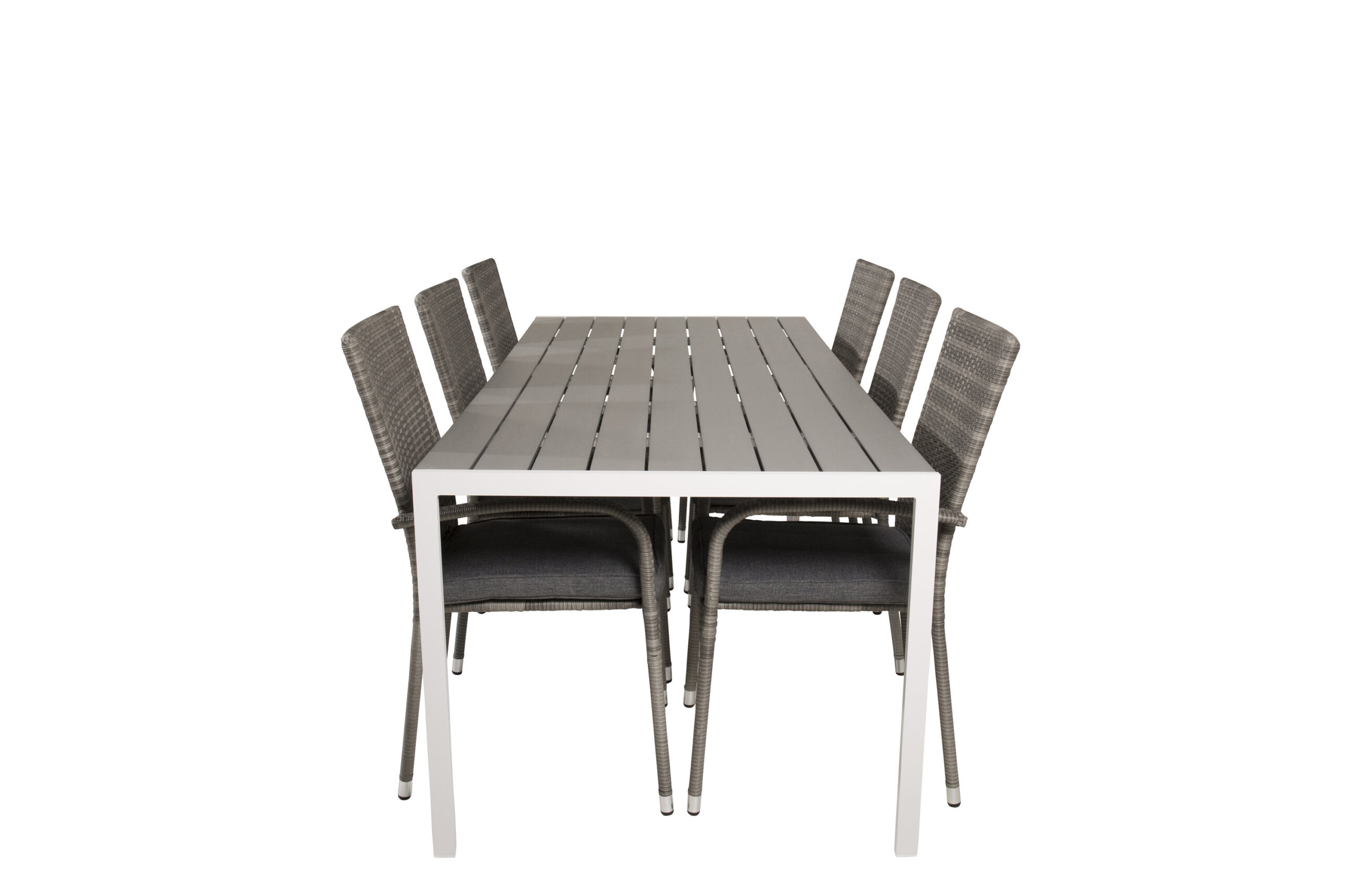 Break Matbord - 205*90 - Vit Alu / Grey Aintwood+Anna Arm Stol (stackabl | Matgrupp | Stol för matbord
