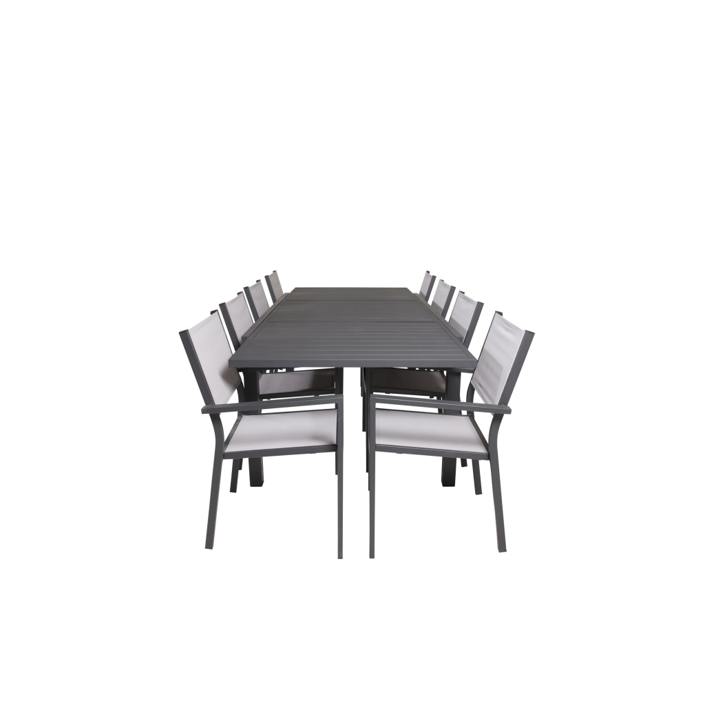 Marbella Matbord 160/240*100*H75 - Svart+Copacabana Arm Stol (stackable) | Matgrupp | Stol för matbord